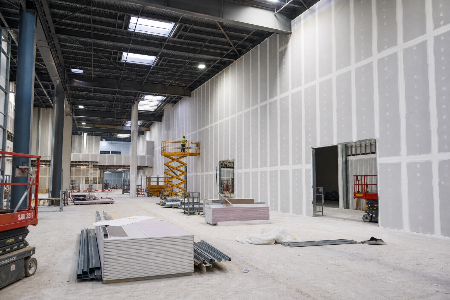 Commercial drylining project in a West Bromwich office building